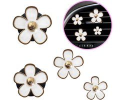 4-pack autoluchtverfrisser-ventilatieclips, navulbaar, wit, bloemengeur, autoaccessoires