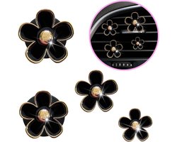 4-pack autoluchtverfrisser-ventilatieclips, navulbaar, zwart, bloemengeur, autoaccessoires
