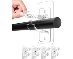 4-pack gordijnroedebeugels zonder boren, - zelfklevende stangbeugels - multifunctionele spijkervrije klevende gordijnroedehaken - gordijnhangers voor badkamer, slaapkamer, woonkamer