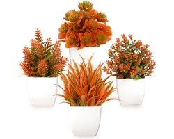4 -Pack, Herfst Kunstmatige Potplanten, Herfstplanten - Herfst Mini Kunstmatige Planten Nepbloemen, Herfstdecoratie, Indoor Familie Eettafel Badkamer Bureau Decoratie