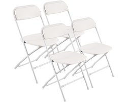 4-Pack Inklapbare Stoelen, Inklapbare Plastic Zittingen Met Duurzaam Metaal Frame, Draagbare Stoelen voor Binnen- en Buiten Gebruik, Stapelbaar Ontwerp voor Huis, Tuin, Evenementen en Feesten, Wit