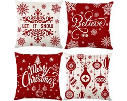 4 Pack Kerst Pillow Covers Decoratie, 18x18in Buffalo Plaid Farmhouse Rood Kerst Winter Pillows Kussen Case Couch Decor voor Kerstmis Home Outdoor Decorations