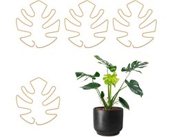4-pack Monstera plantenstandaards - Ondersteuningspalen voor kamerplanten - Ondersteuning voor plantenstengels - Metalen Monstera plantenstabilisatorstandaards - Ondersteuningsclips voor klimplanten - Bevordert sterke plantengroei - Goud