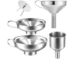 4-pack roestvrijstalen keukentrechter, jamtrechter, keukengereedschap, geschikt voor glazen flessen, kruidenpotjes, voor het overgieten van vloeistoffen, vaatwasserbestendig