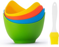 4-pack - Siliconen eierkookbekers - Wordt geleverd met een borstel - Antiaanbak eierkookbekers - Geschikt voor de airfryer - Geschikt voor het koken van eieren in de oven of op het fornuis - BPA-vrij