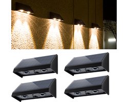 4-Pack Solar Mailbox Lights Waterdichte Solar Lampen Buitenverlichting Op Zonne Energie met Warm Wit Licht voor Schutting Muur Terras Tuin Hek Garage Zwembad Adres Huisnummer Deck Fence Eenvoudige Installatie 12x7.8x5.6cm