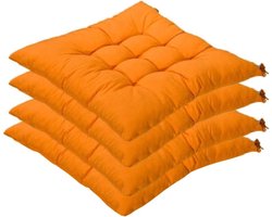 4-pack stoel kussens, Stoelkussens, Stoelkussens, Stoelmat voor binnen, Outdoor Eetkamerstoelen, Keukenstoelen, Eetkamerstoelen (16" × 16" × 4 Pack, Oranje)