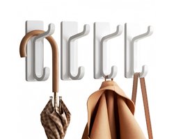 4-pack stokhaken- kapstok haken-kapstokhaak - om op te hangen- extra plakkerig 6 kg max- kapstokhaken- voor deur zelfklevend- metaal roestvrij heavy duy- voor handdoek jas hoed portemonnee in badkamer douche- wit