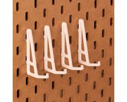 4-pack Toetsenbord- en fotolijsthouder voor Ikea Skadis pegboard - Wit - Met opstaand haakje