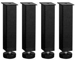 4-pack - Verstelbare bedpoten - Metalen meubelpoten - Poten voor lattenbodem - Metalen meubelpoten - Lattenbodems voor bedvoet en bedmiddenframe - Sterk en duurzaam - Roest niet snel - Antislip en slijtvast - Zwart - 30*30*200mm - Geschikt voor kaste