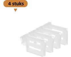 4-pack verstelbare, intrekbare verdelers - geschikt voor koelkastdeuren, laden en voorraadkasten - Home Organizer Clips maken opbergruimte vrij - wit
