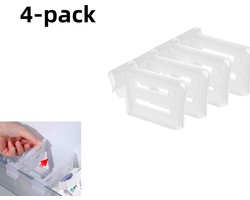 4-pack verstelbare, intrekbare verdelers - geschikt voor koelkastdeuren, laden en voorraadkasten - Home Organizer Clips maken opbergruimte vrij - wit