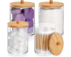 4-pack wattenstaafjes doos bamboe acryl katoen met deksel make-up houder schoonheid eierdoos katoenen bal houder wattenstaafje houder organisatie huis cosmetica decoratie