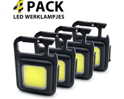 4-pack Werklampen - LED Werklamp - Bouwlamp - Zaklamp led oplaadbaar - LED Sleutelhanger - Working light - 2 uur Batterijduur - Magnetisch - Flessenopener - Spatwaterdicht - Voordeelpakket - Gadget mannen tools