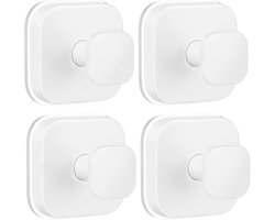 4-pack wit - zuignap douchehaken, robuuste douchehaken voor badkamermuur, glazen ramen, gladde deuren voor het ophangen van handdoeken, badjassen, jassen, haken - Cyslmuk