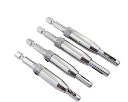 4-Pack Zelfcentrerende Scharnier Boren Set voor Houtbewerking - Zeshoekig - Gatzaag Bit - Center Hole Puncher - Kast Deur - 5/64" 7/64" 9/64" 11/64" - Houtbewerking Gereedschap