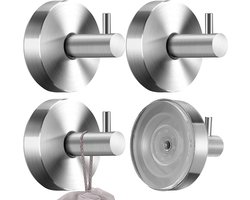 4-pack zuignaphaken, handdoekrekken, zuignap-stijl, handdoekhaken, geen boren nodig, zuignap-type, geschikt voor badkamer, keuken, kledinghaken, zilver, 4-pack