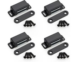 4-pack zwarte magnetische deursluitingen, geborstelde satijnnikkel kastmagneten, sterke magnetische deursluitingen voor kasten, roestvrijstalen magnetische sluitingen voor keukenkasten, ladekast en kledingkast