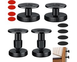4 Pcs Dikke Anti-Shake Standoffs voor Wandbedframe - Verstelbare Bedframe Houder voor Bedframe en Bedside Shake Tool Zwart Queen King