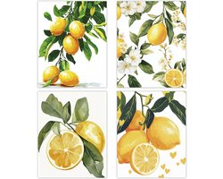 4 Pcs Lemon Tree Canvas Wall Art - Fruit Painting - Unframed Abstract Lemon Branch Picture Print - Poster Artwork Decoration voor Thuis - Keuken - Farmhouse - Rustieke Borden Wanddecoratie 20