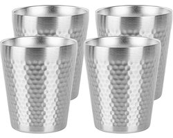 4 Pcs Rvs Isolerende Bekers - Dubbelwandig - 10 oz Metallic Stapelbare Waterglazen - Herbruikbare Drinkglazen voor Thuis Kantoor Feest Buitenshuis