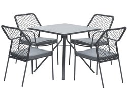 4-persoons tuinset - 4 Dido stoelen zwart - Rimini tafel
