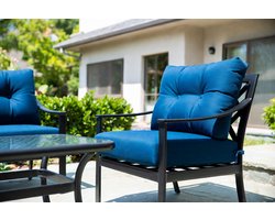 4-Piece Garden Furniture Set, Patio Furniture with Seat, Back and Waist Cushions, Seat Set, Seat Set for 4 People, Garden Furniture incl. 2 Chairs, Sofa & Table, for Garden, Patio-Industrohome