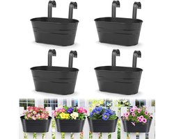 4 pieces metal flower pots black - plantenbakken - tuinaccessoires