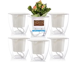 4" Plastic zelfwater gevende bloempot met drainagelonttouw Kleine Afrikaanse paarse potten voor binnen, buiten, tuin of raam