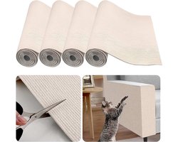 4 rollen krasbescherming voor bank, kat, 400 x 40 cm, zelfklevend, krabtapijt voor katten, sisalmat, krasfolie, kattenmuur, rijstwit, elke rol 100 x 40 cm