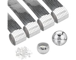 4 rollen Zelfklevende MozaïEktegels - 5 x 5 mm - mini vierkante glazen spiegelstickers - Mozaïektegelspiegel - voor discobal, knutselen, doe-het-zelf keuken, badkamer - 4X100cm - Zilver