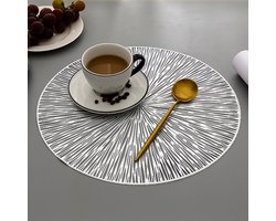 4 ronde placemats - Europese stijl holle geïsoleerde placemats - placemats - placemat - Bruiloft- en feestdecoratie placemats - Zilver