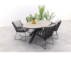 4 Seasons Fabrice antraciet / GI Edison 180 x 115 cm. tafel - ovale tuinset