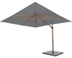 4 Seasons Outdoor Siesta Premium Zweefparasol 300x300 - Antraciet/Houtlook Frame