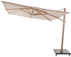 4 Seasons Outdoor Siesta Premium Zweefparasol 300x300 - Sand/Houtlook Frame
