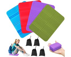 4 Set van Buiten Zitkussens - Opvouwbaar Foam Zitkussen - met Draagtas - Wandel zitmatje - Kampeer zitmatje - Thermo-zitkussen - voor Wandelen, Picknick en Onderweg, Tuin, Wandelen, Kamperen
