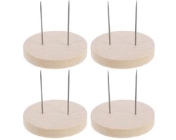 4 Sets Leuke Wol Vilt Haakpop Houder Pluche Display Houder Vilt Naald Basis Naald Basis Amigurumi Beige Metaal