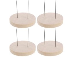 4 Sets Leuke Wol Vilt Haakpop Houder Pluche Display Houder Vilt Naald Basis Naald Basis Amigurumi Beige Metaal