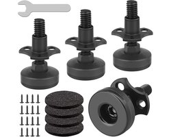 4 sets - robuuste meubel nivelleringsvoeten - meubelvoet - verstelbare meubelpoten 3/8-16 inch met schroefdraad - verstelbare meubelnivelleringsvoeten met viltkussentjes en T-moeren - voor tafel-/bureau-/stoel-/tuinmeubilair - zwart
