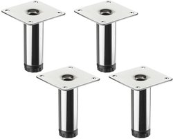 4 SOTECH meubelpoten LIMA Hoogte 80 mm, Ø 25 mm In hoogte verstelbaar 10 mm gepolijst chroom Pronkpoten Sokkelpoten Kastpoten