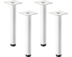 4 SOTECH meubelvoeten LIMA Hoogte 200 mm, Ø 25 mm In hoogte verstelbaar 10 mm wit mat Pootjes voor vitrinekast Sokkelvoeten Kastvoeten