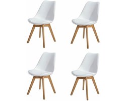 4 stuck-Eetkamerstoel-eettafel-woonkamer stoel-Design eetkamer stoel - Scandinavische stijl - Modern Design - set van 4 - Kuipstoel - Terrasstoel - Wit