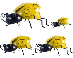 4 stucks Ornamenten - schattige metalen bijen tuinmuurdecoratie - ophangdecoratie voor in de tuin - gazonmuursculpturen