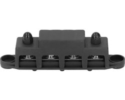 4-Stud M8 Bus Bar Heavy Duty Module, Stroomverdeelblok Busbar Box voor RV 48VDC 250A (ZWART)