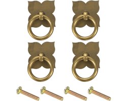 4 Stuks 1.18 Inch Messing Handgrepen en Knoppen Vintage Ladeknoppen met Bloemvorm voor Kast en Dressoir, Antiek Design