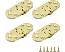 4 stuks 180 graden opvouwbare scharnieren - messing butler tray scharnieren - met ronde rand - opklapbare scharnieren - voor opvouwbare meubels/naaimachines - inclusief bevestigingsschroeven