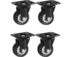 4 Stuks , 2 Inch, meubelwiel , Wielen (Zonder Rem_Zwart) - Zwenkwiel Vervangende Wielen , Zware Industriële Wielen voor Meubels Verwijderbare Karren Planken Krukken Tafels- veelgebruikt binnen en buiten, karren, werkbanken, meubels, planken