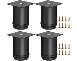 4 Stuks 3 Inch Roestvrijstalen Meubelpoten, Zware Metalen Kastpoten, Verstelbare Ronde Metalen Meubelverhogers, Vervangende Pootverlengers Voor Bank, Stoel En Bureau