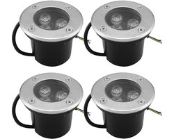4 stuks 3W IP65 inbouw LED-buitenspots voor terras, ronde 270 lumen buitenverlichting, voor tuinpad, garage, warm wit