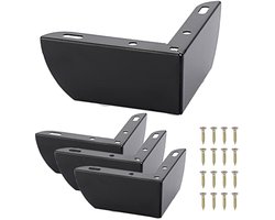 4 stuks 5 cm meubelpoten van staal – kastpoten – poten voor stoelen – tafel – kast – tv-kasten – laden – bank met schroeven – meubelpoten – eenvoudige montage – driehoek (zwart)